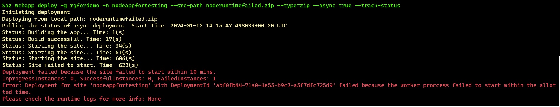 Runtime Failed